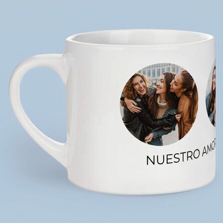 Taza de espresso personalizada con 3 fotos y texto - Recuerdos inolvidables