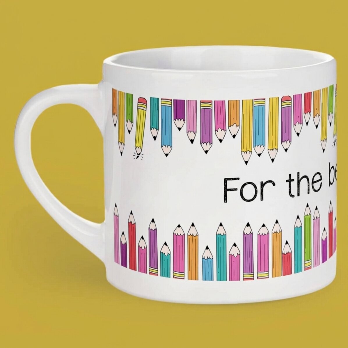 Taza de espresso personalizada con texto - Lápices de colores