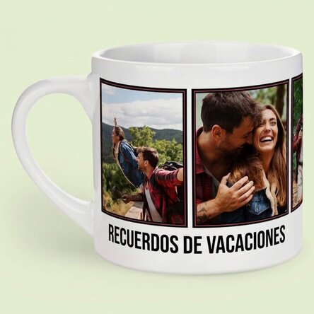 Taza de espresso personalizada con 5 fotos y texto - Recuerdos