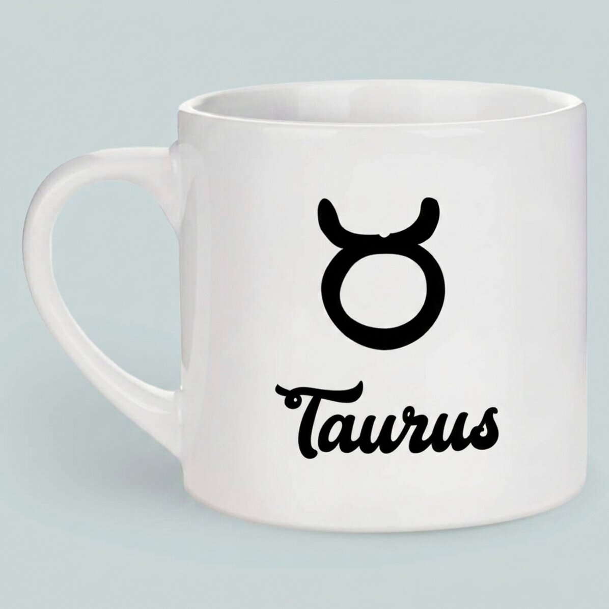 Taza de espresso personalizada con foto y texto - Signo del Tauro