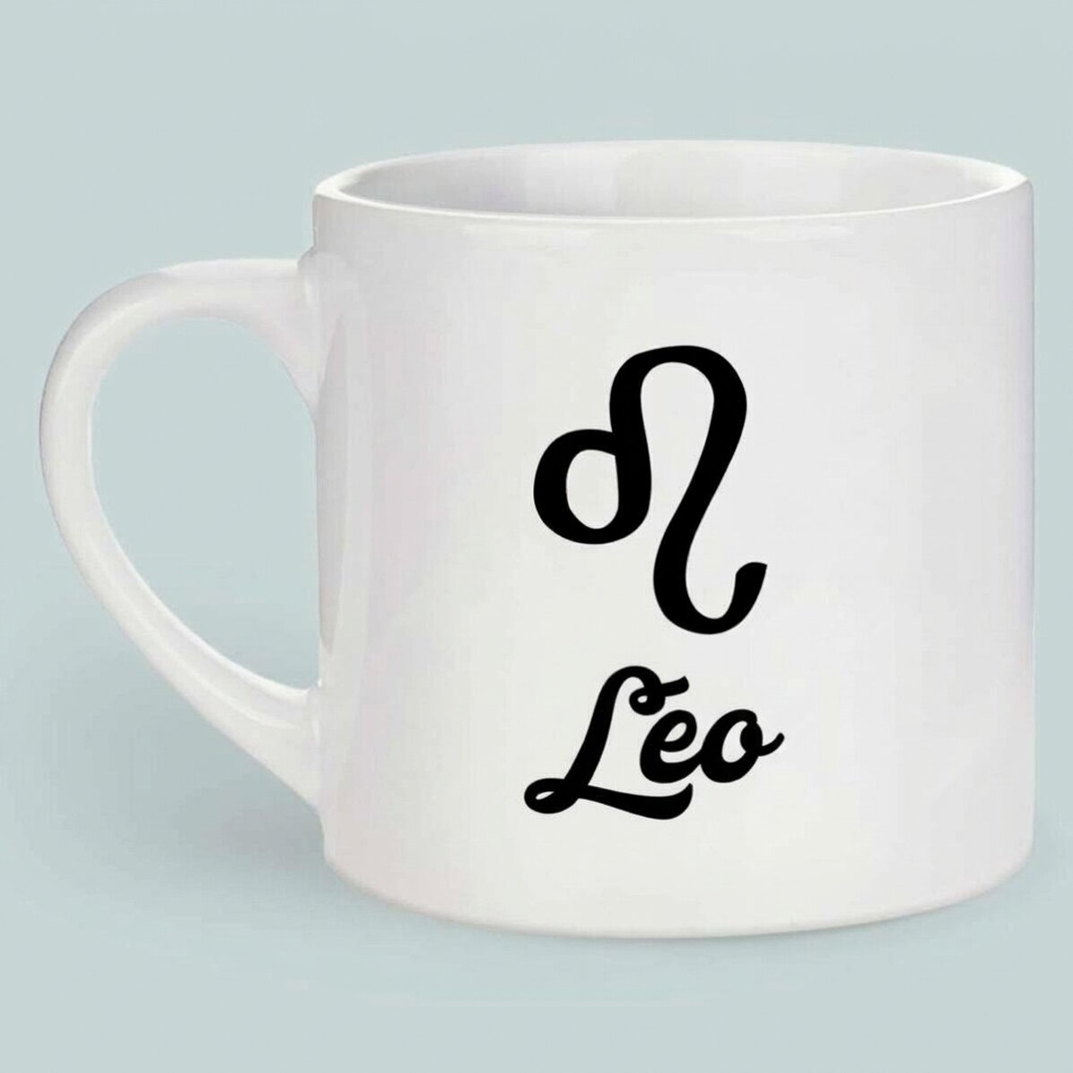 Taza de café espresso personalizada con foto y texto - Signo del Leo