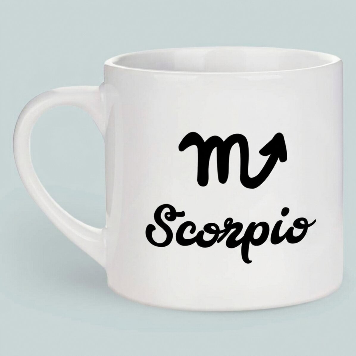 Taza de espresso personalizada con foto y texto - Signo del Escorpión