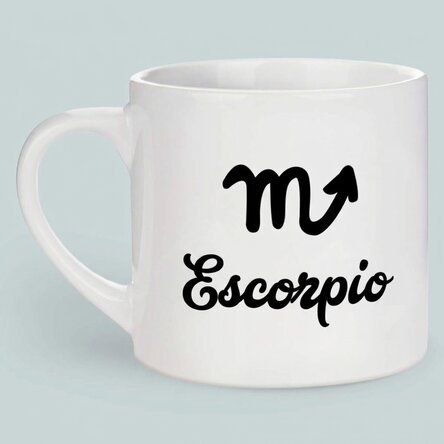 Taza de espresso personalizada con foto y texto - Signo del Escorpión