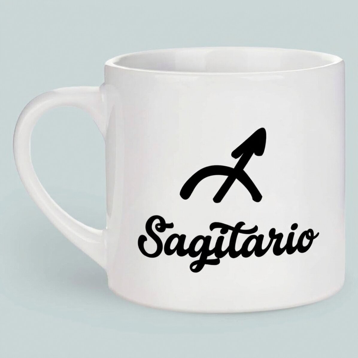 Taza de espresso personalizada con foto y texto - Signo del Sagitario