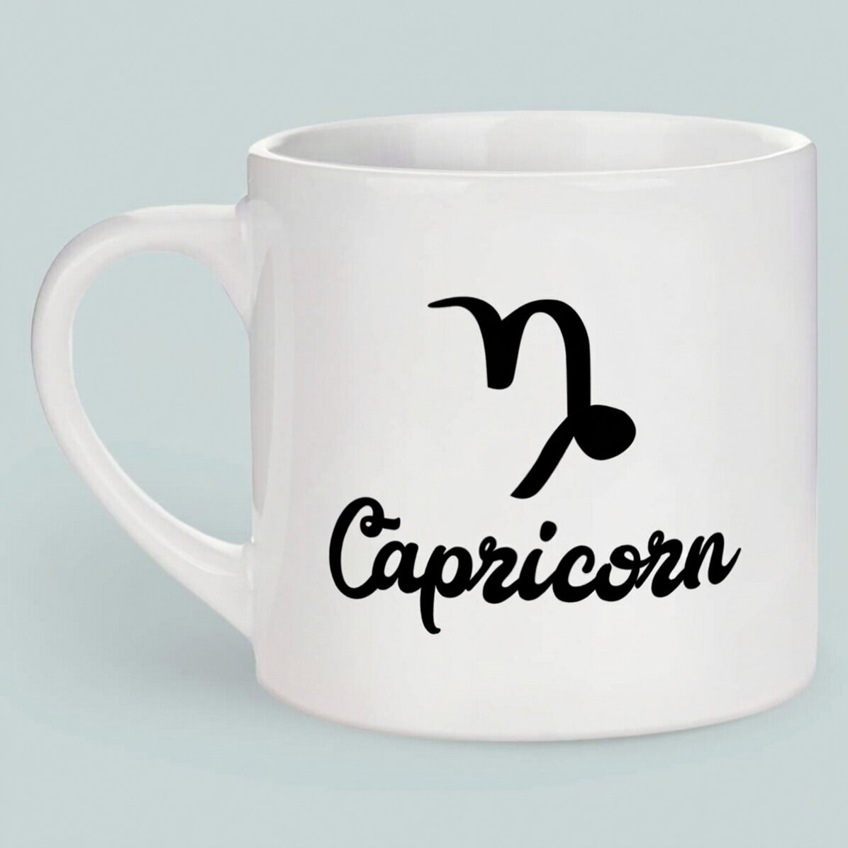 Taza de café espresso personalizada con foto y texto - Signo del Capricornio