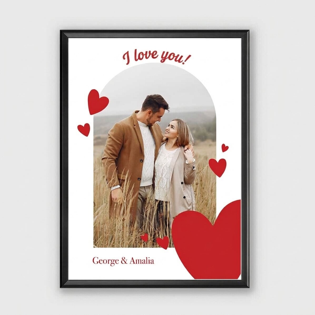 Cuadro personalizado con una foto y un mensaje: ¡Feliz Día de San Valentín!