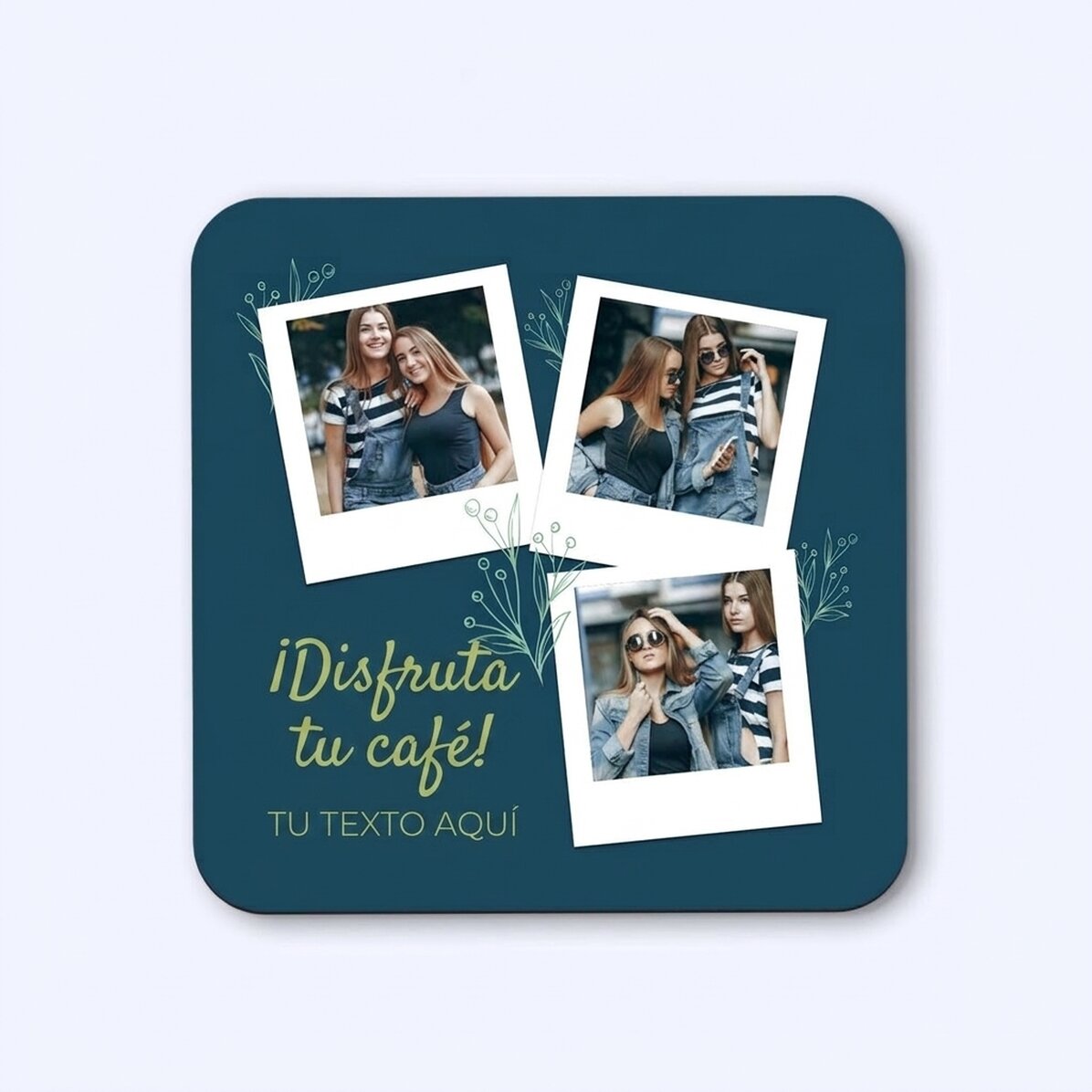 Posavasos personalizado con 3 fotos y texto - Enjoy your coffee