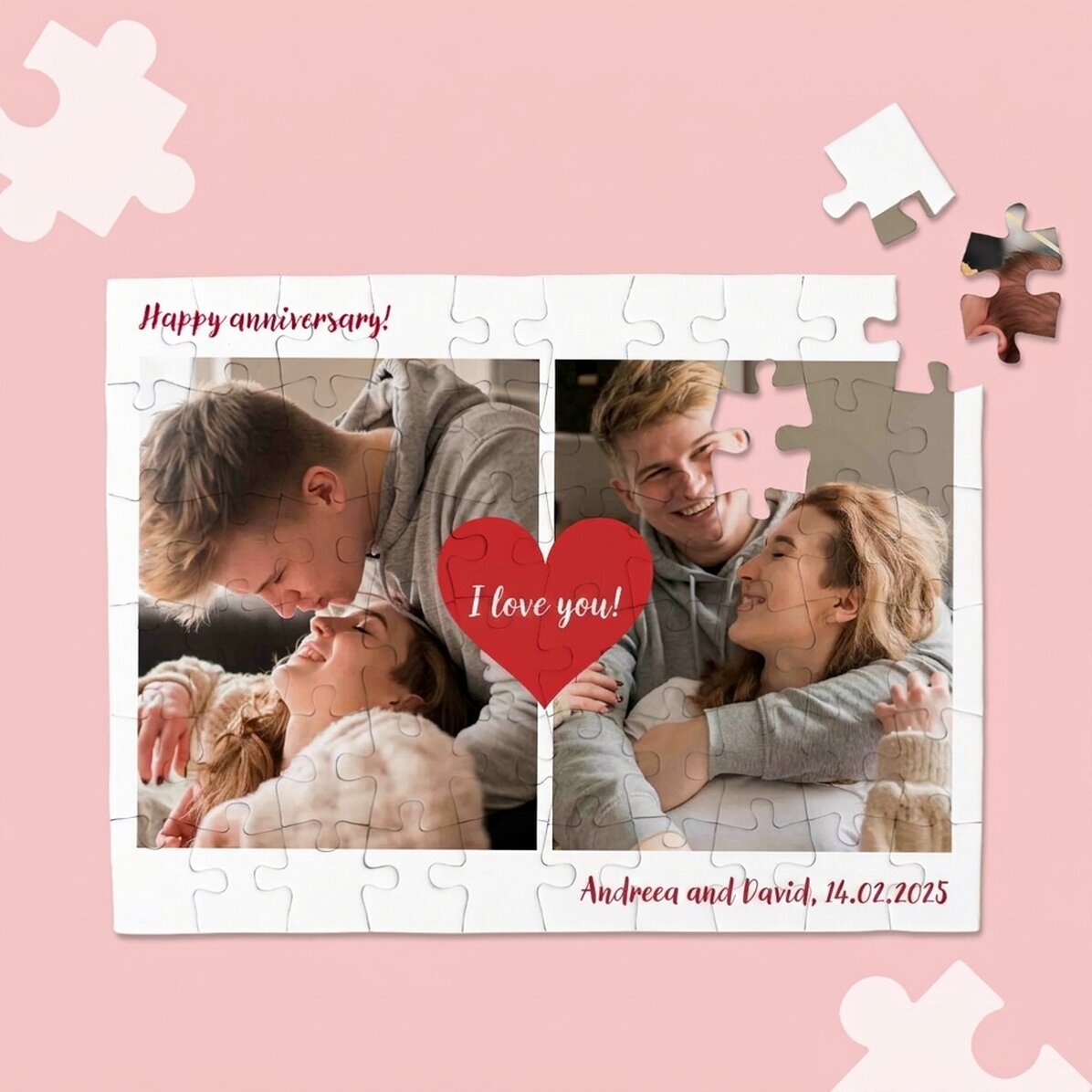 Rompecabezas personalizado con 2 fotos y texto - Love