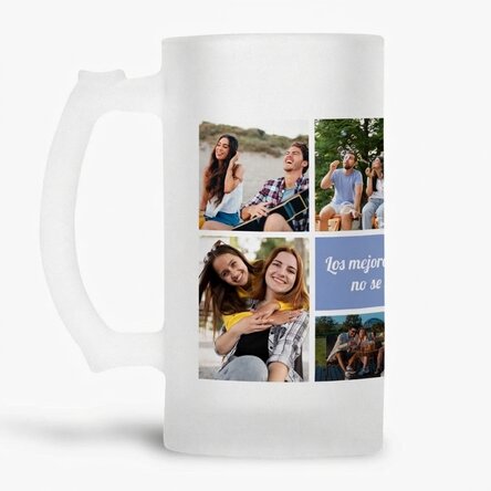 Jarra de cerveza personalizada con 7 fotos y un mensaje