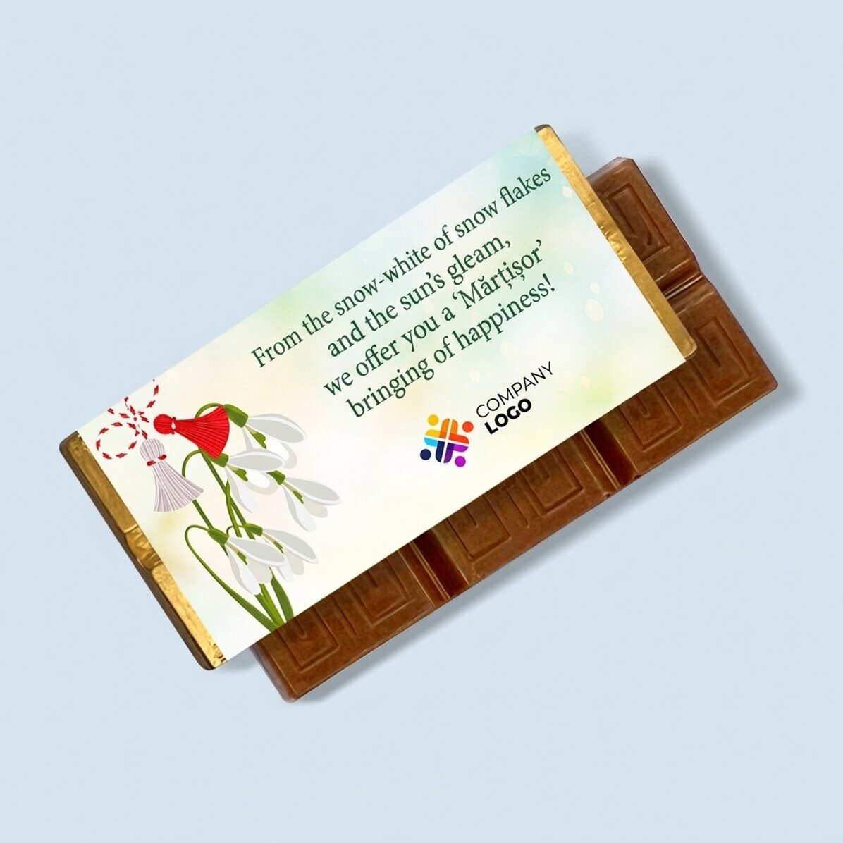 Mini tableta de chocolate personalizada con logotipo y mensaje