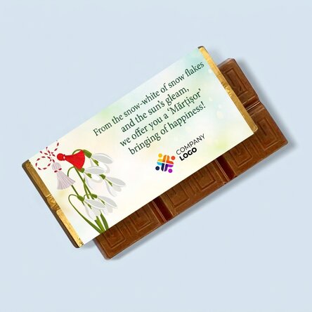 Mini chocolate bar personalised with logo and message