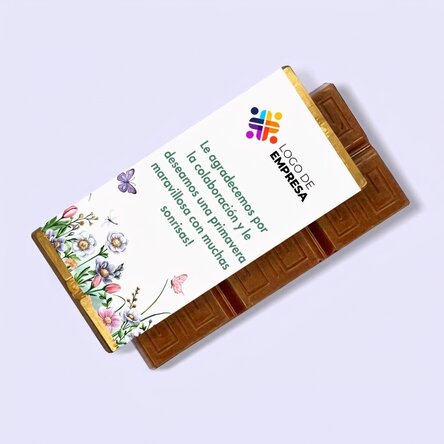 Mini tableta de chocolate personalizada con logotipo y mensaje - Floral