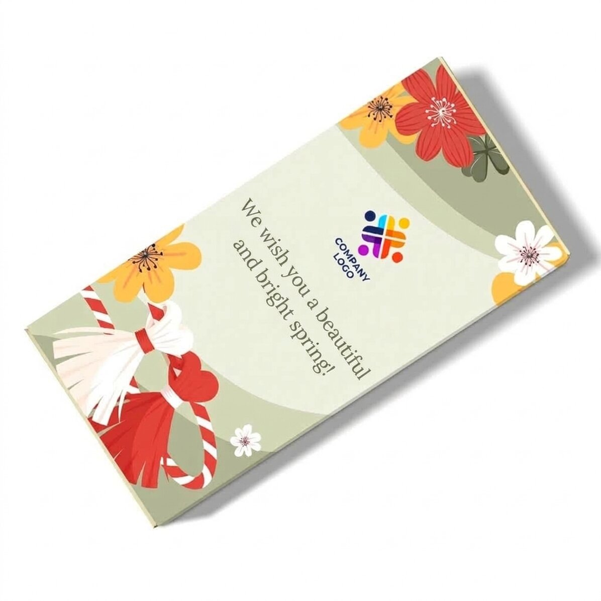 Chocolate personalizado con mensaje y logotipo - Floral