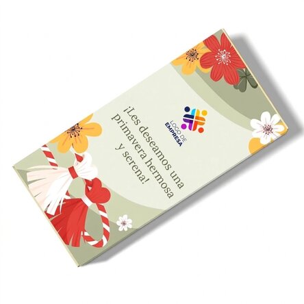 Chocolate personalizado con mensaje y logotipo - Floral