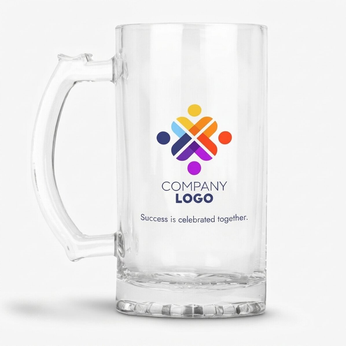 Jarra de cerveza personalizada con logotipo y texto