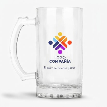 Jarra de cerveza personalizada con logotipo y texto