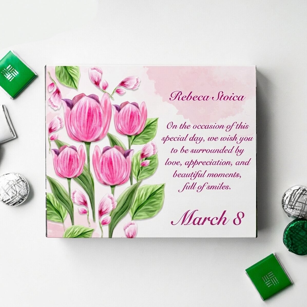 Caja de bombones personalizada con texto - Lalele