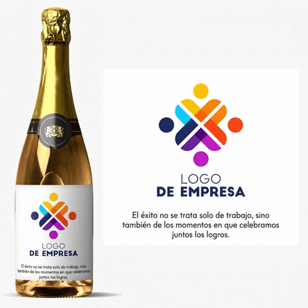 Vino espumoso personalizado con logotipo y texto
