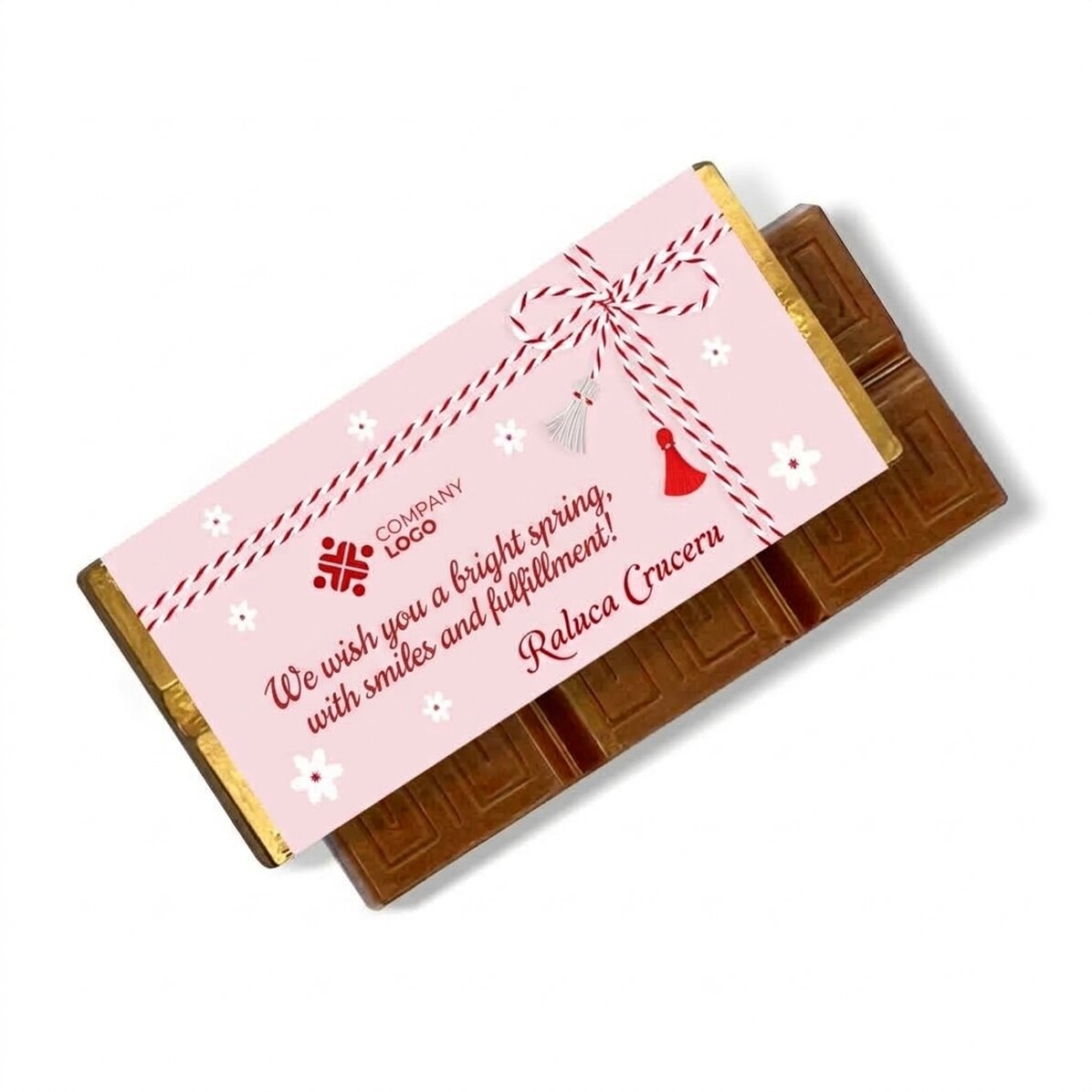 Mini tableta de chocolate personalizada con logotipo y mensaje - 1 de marzo
