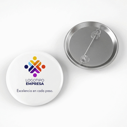 Chapa personalizada con logotipo vertical y texto