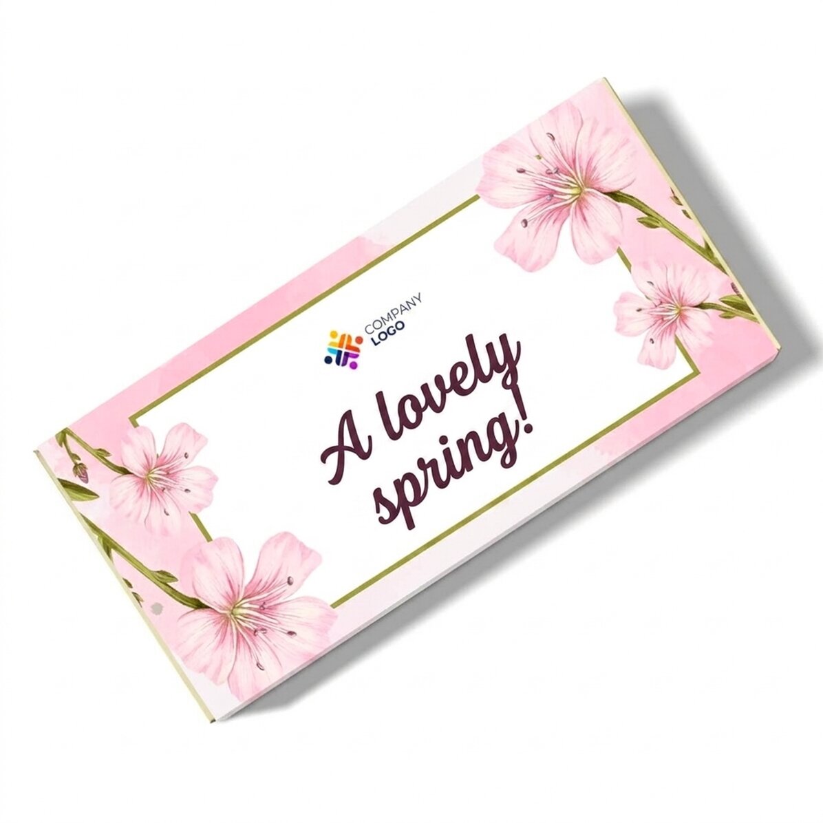 Chocolate personalizado con mensaje y logotipo - Primavera