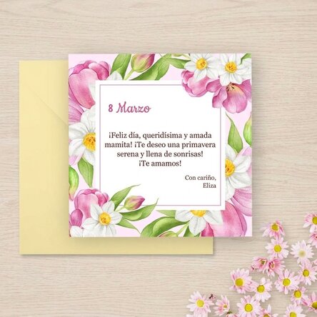 Tarjeta cuadrada personalizada con texto - 8 de marzo