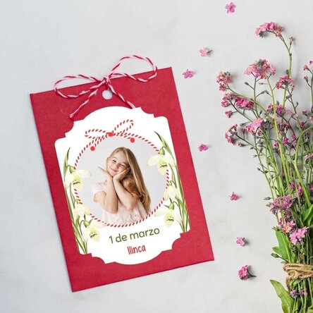 Martisor plantable personalizado con una foto y un mensaje - Nieve