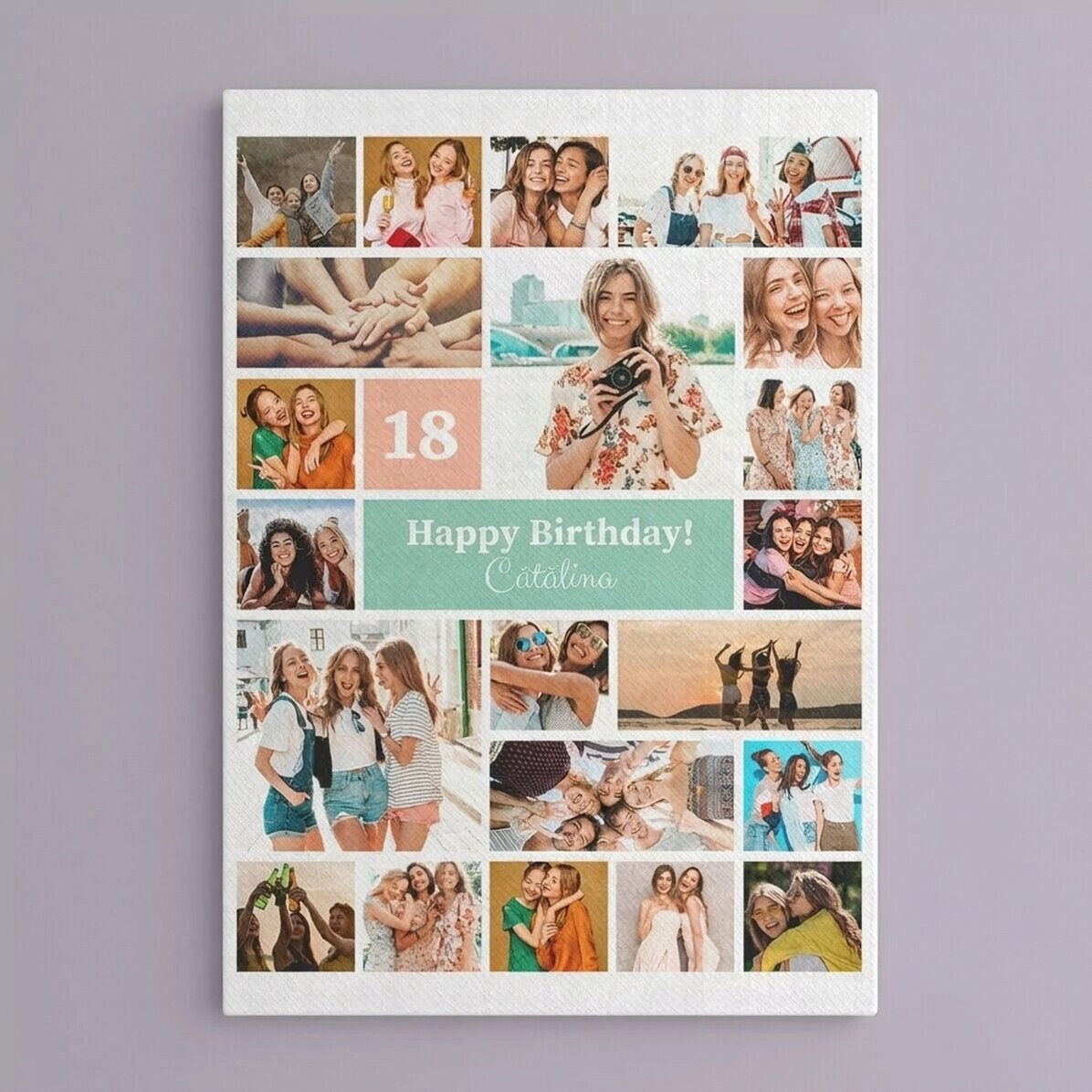 Lienzo personalizado con 21 fotos y texto - Collage