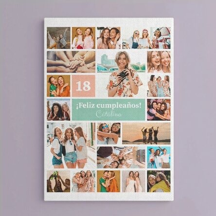 Lienzo personalizado con 21 fotos y texto - Collage