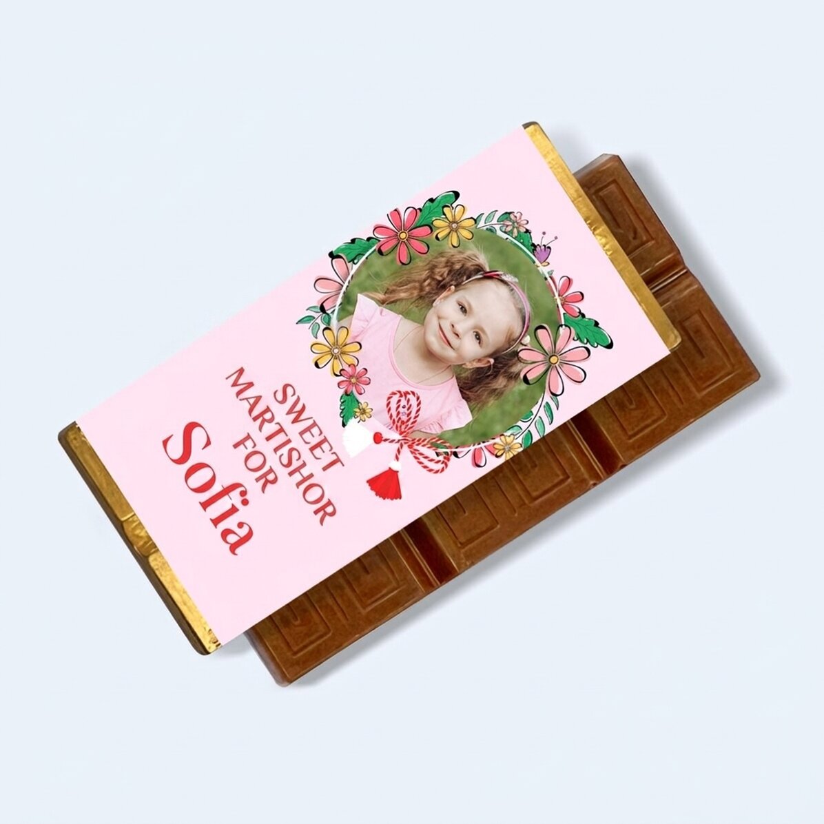 Mini tableta de chocolate personalizada con mensaje y foto