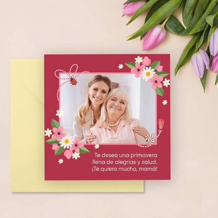 Tarjeta cuadrada personalizada con texto y una foto