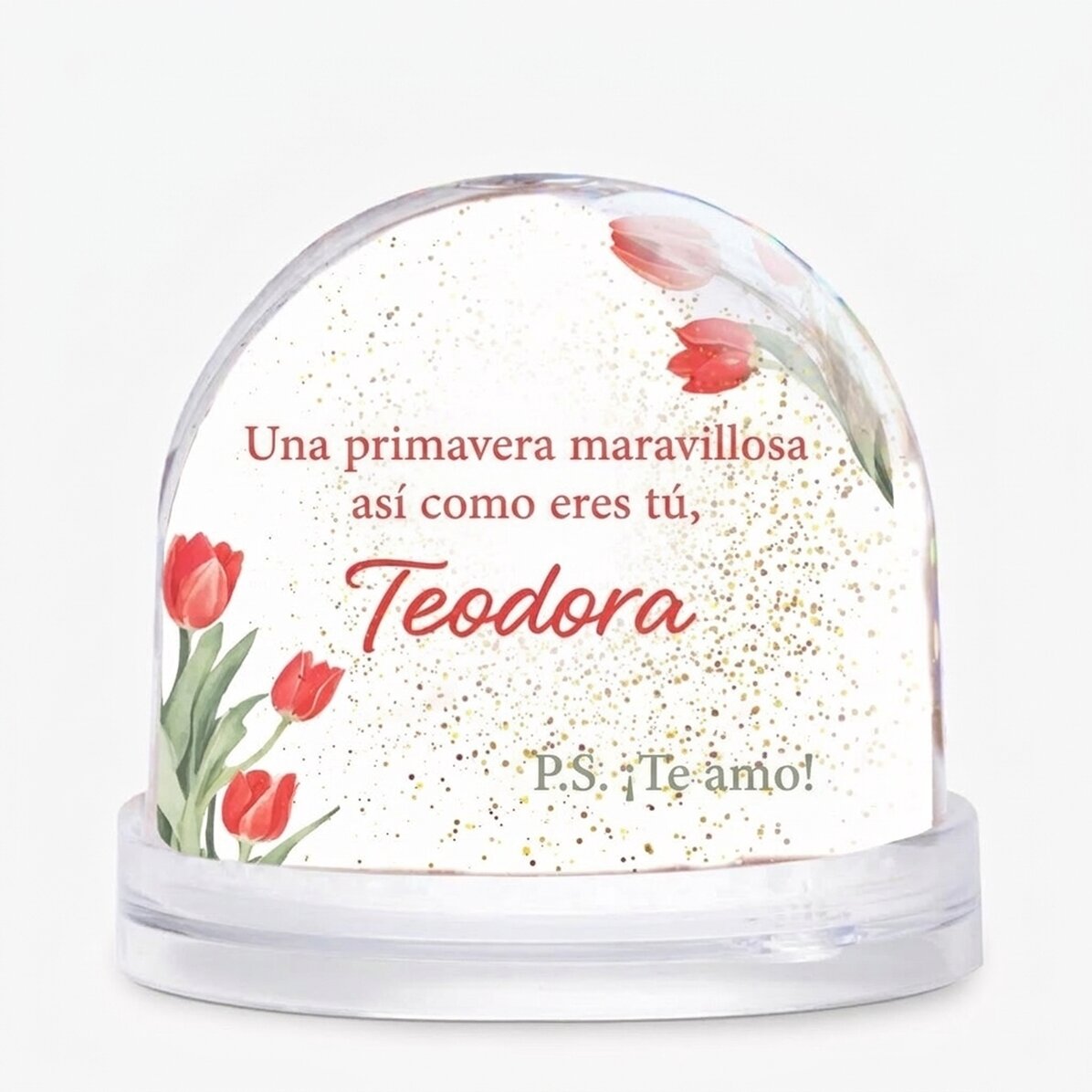 Globo de escritorio personalizado con foto y texto: «Una primavera maravillosa, como tú»