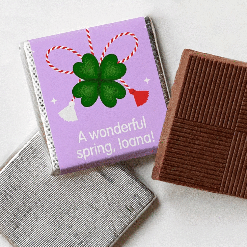 Mini tableta de chocolate personalizada con foto y mensaje de colores