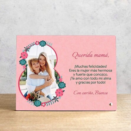 Marco de fotos de escritorio personalizado con foto y mensaje - 8 de marzo