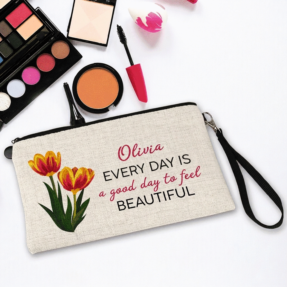 Bolsita para accesorios personalizada con mensaje - Flores