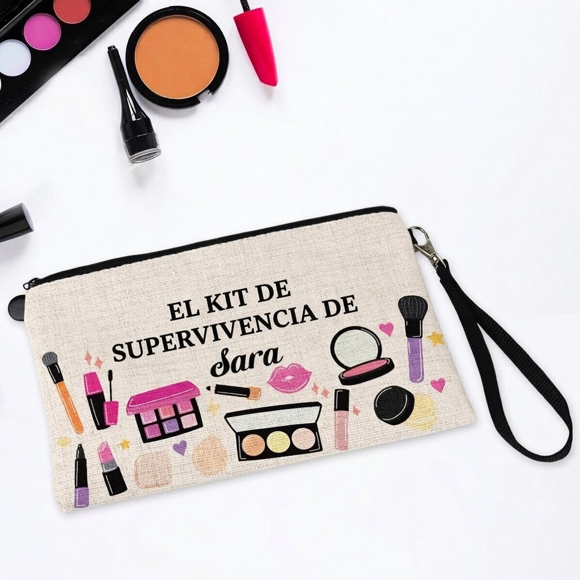 Estuche de maquillaje personalizado con texto - My Survival Kit