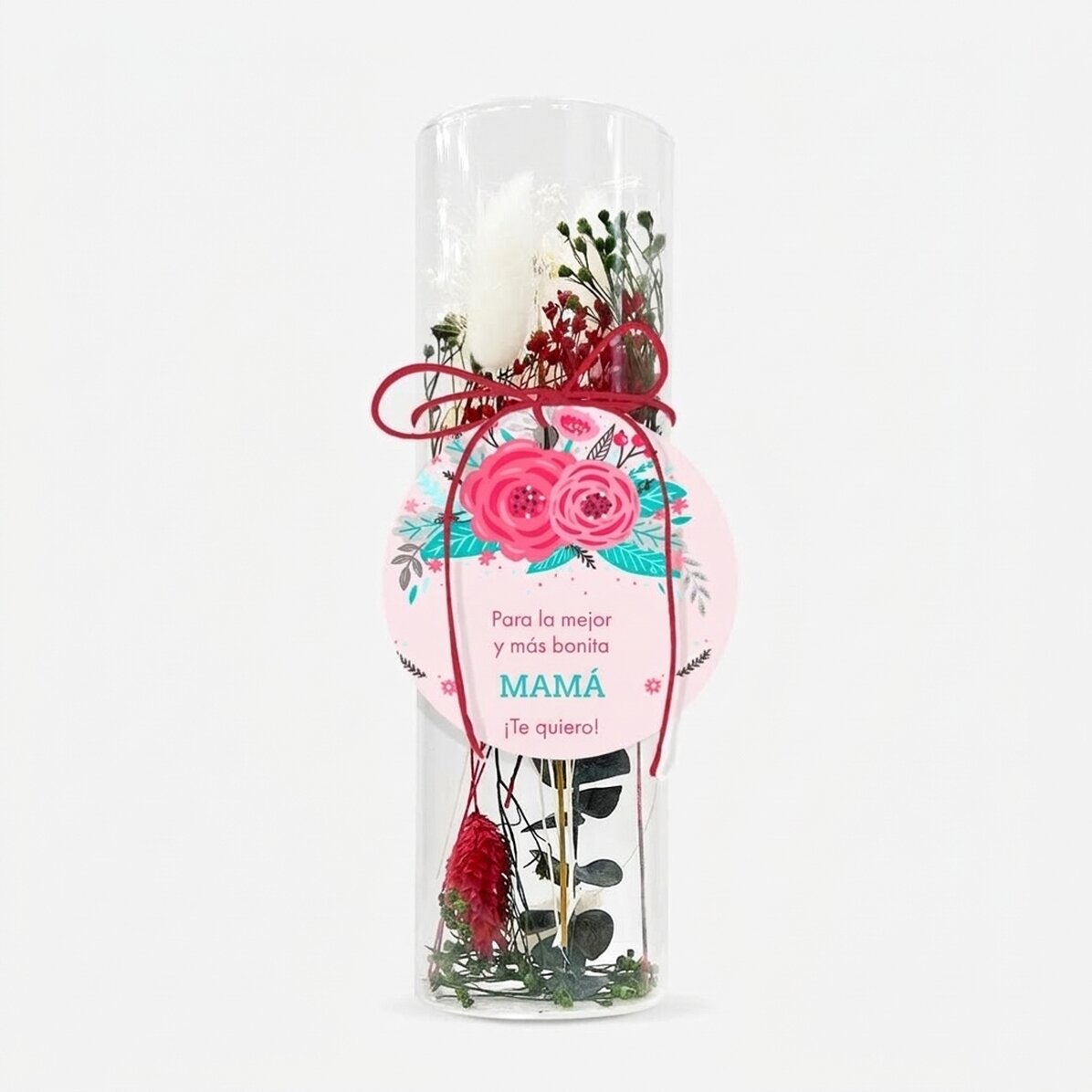Adorno de cristal con flores preservadas, personalizado con un texto - Flowers