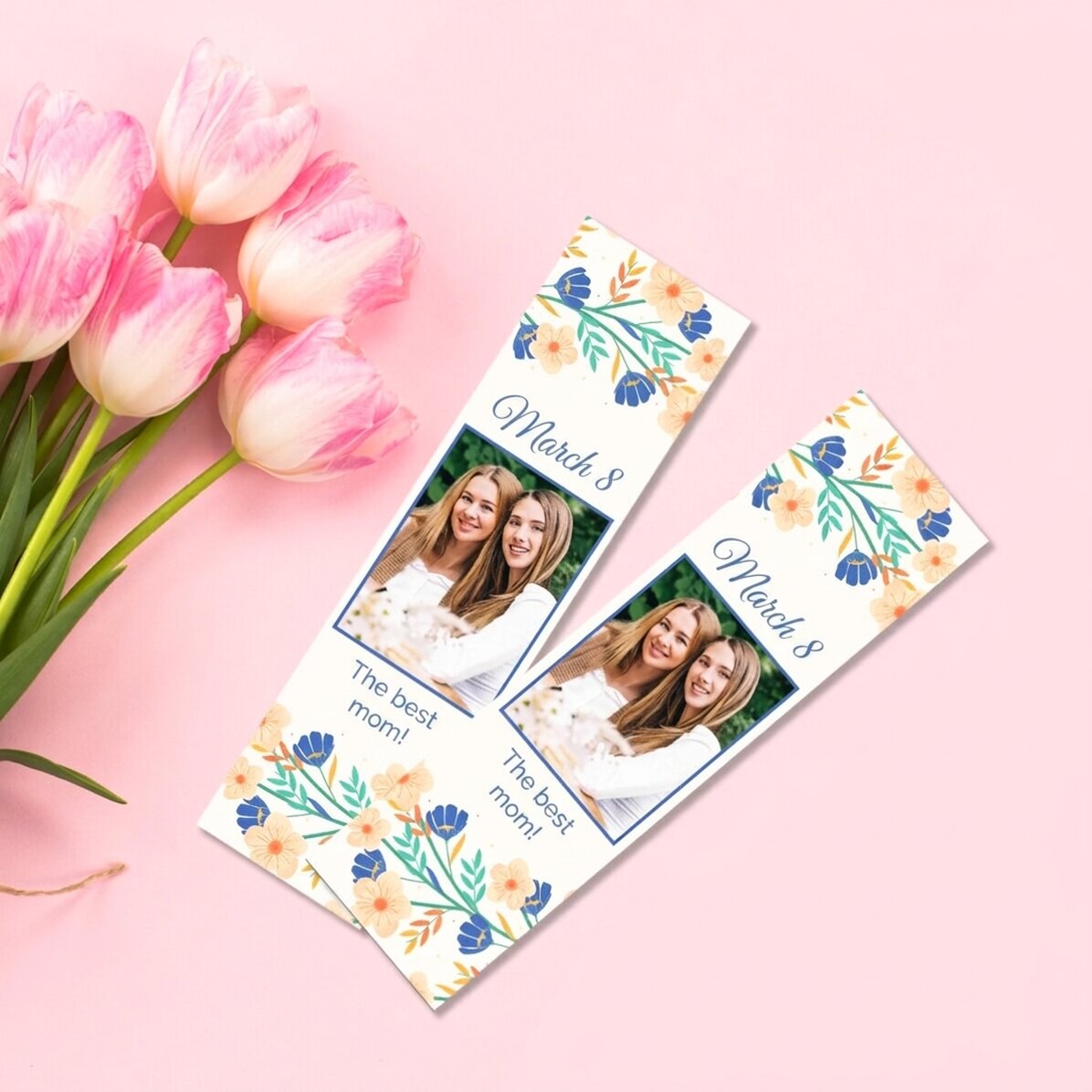 Marcapáginas personalizado con foto y mensaje - Primavera