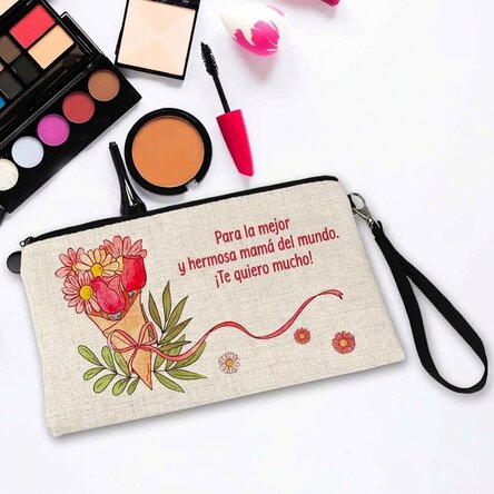 Estuche de maquillaje personalizado con texto - Flowers