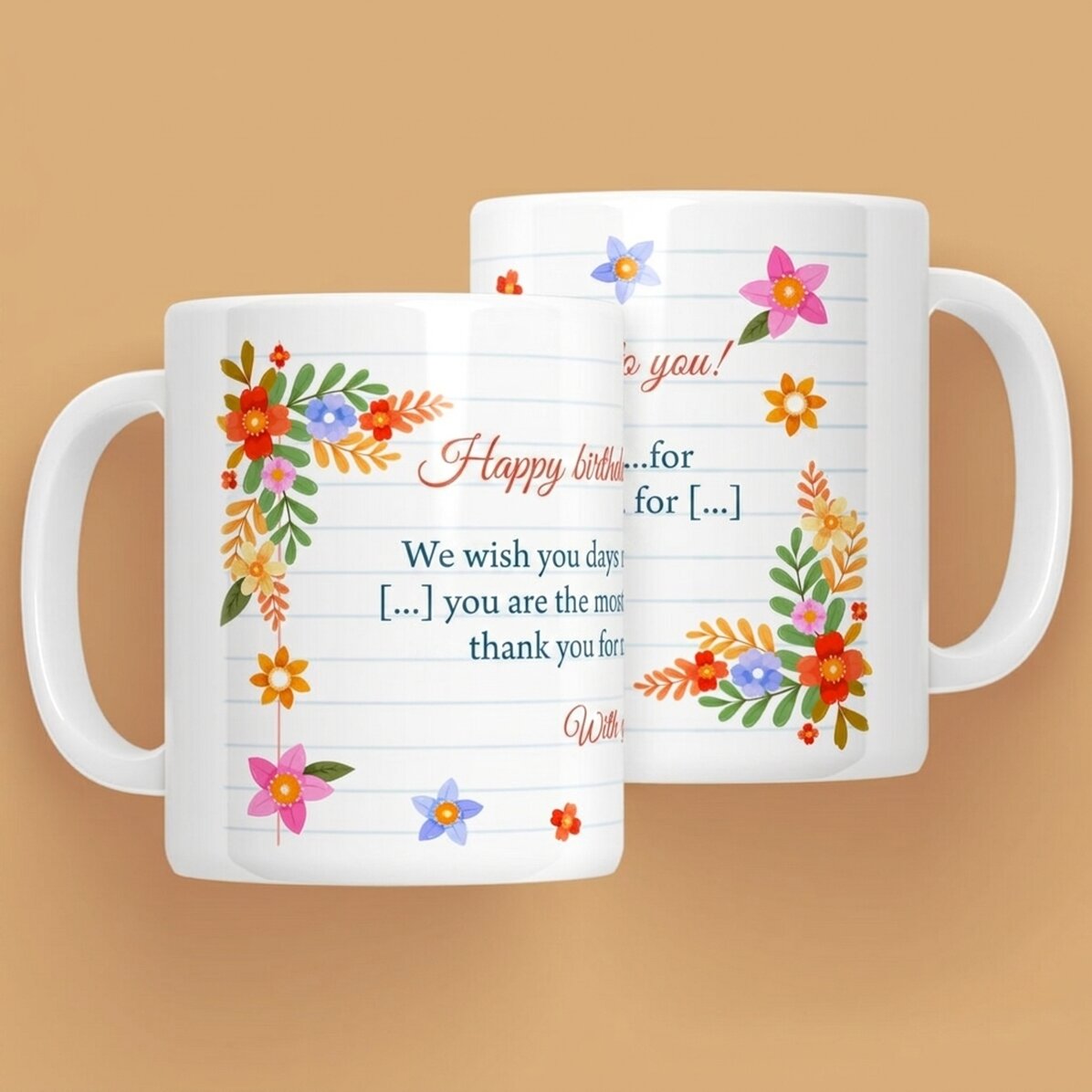 Taza personalizada con texto - Flores