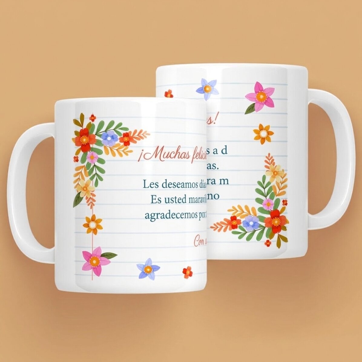 Taza personalizada con texto - Flores