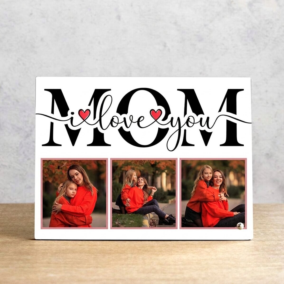 Marco de fotos de escritorio personalizado con 3 fotos - Mom