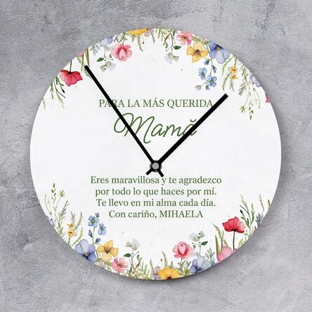 Reloj personalizado con mensaje de agradecimiento - Floral