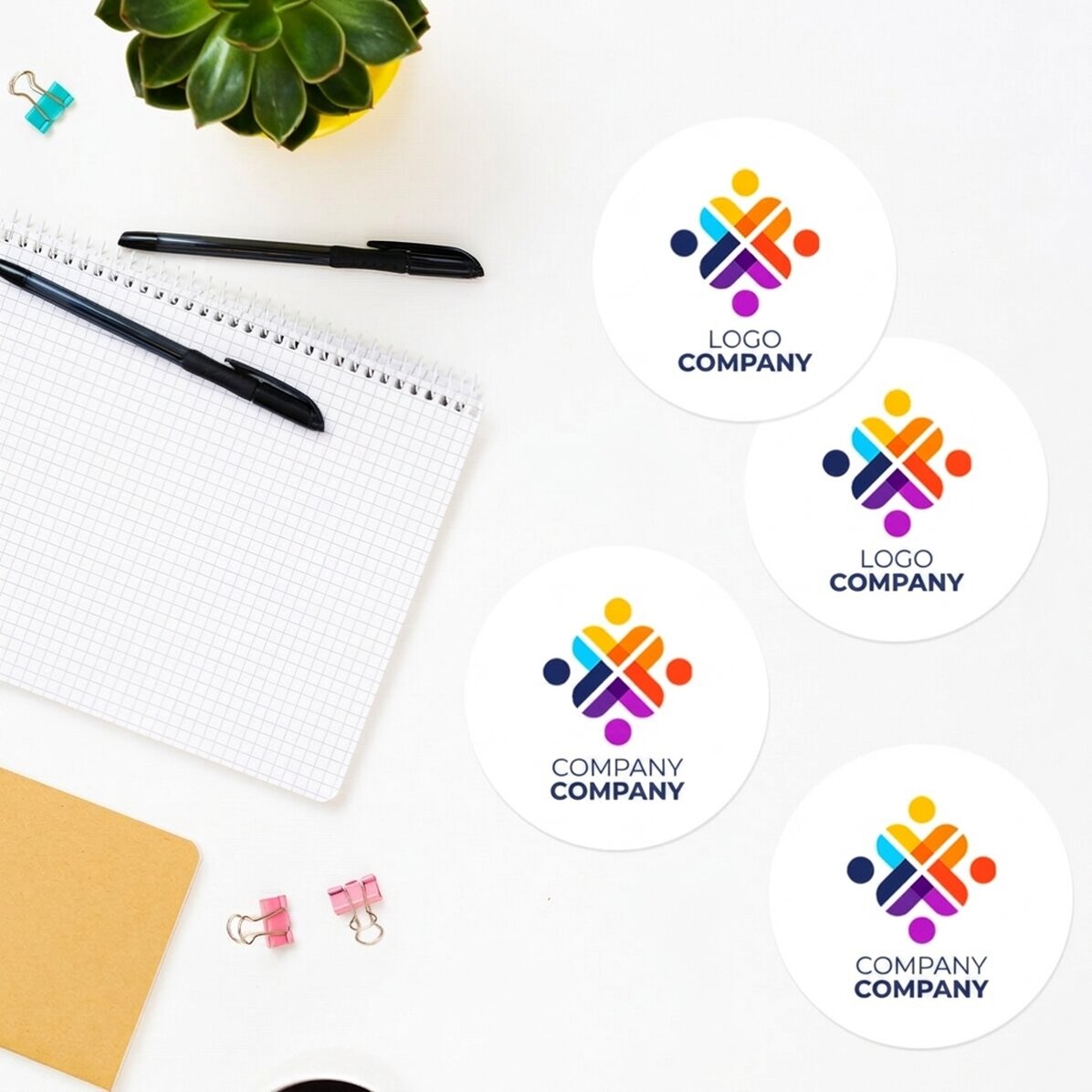 Lote de 4 pegatinas (etiquetas autoadhesivas) redondas, de 8,5 cm de diámetro, personalizadas con el
