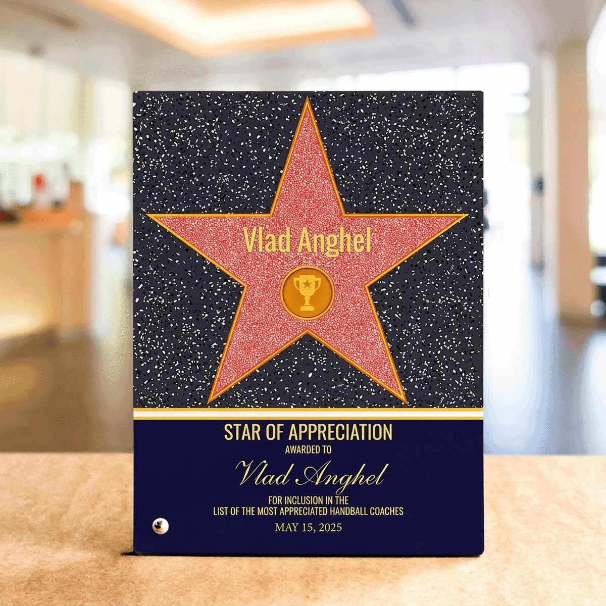 Marco de fotos de escritorio personalizado con mensaje - La estrella de la gratitud