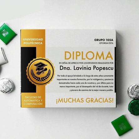 Caja de bombones personalizada con mensaje - Certificado para el profesor