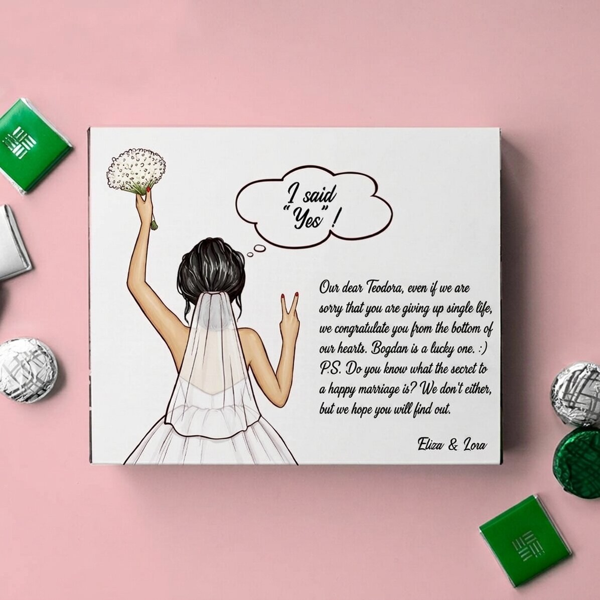 Caja de bombones personalizada con mensaje - Futura novia