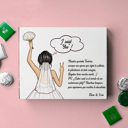 Caja de bombones personalizada con mensaje - Futura novia