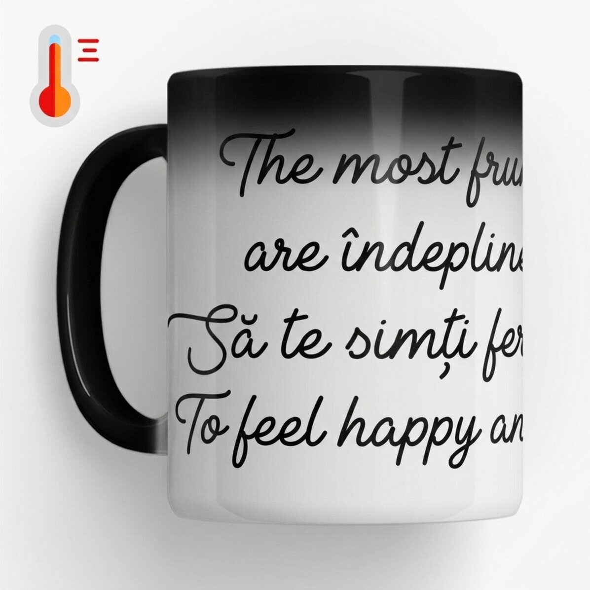 Taza termosensible personalizada con texto