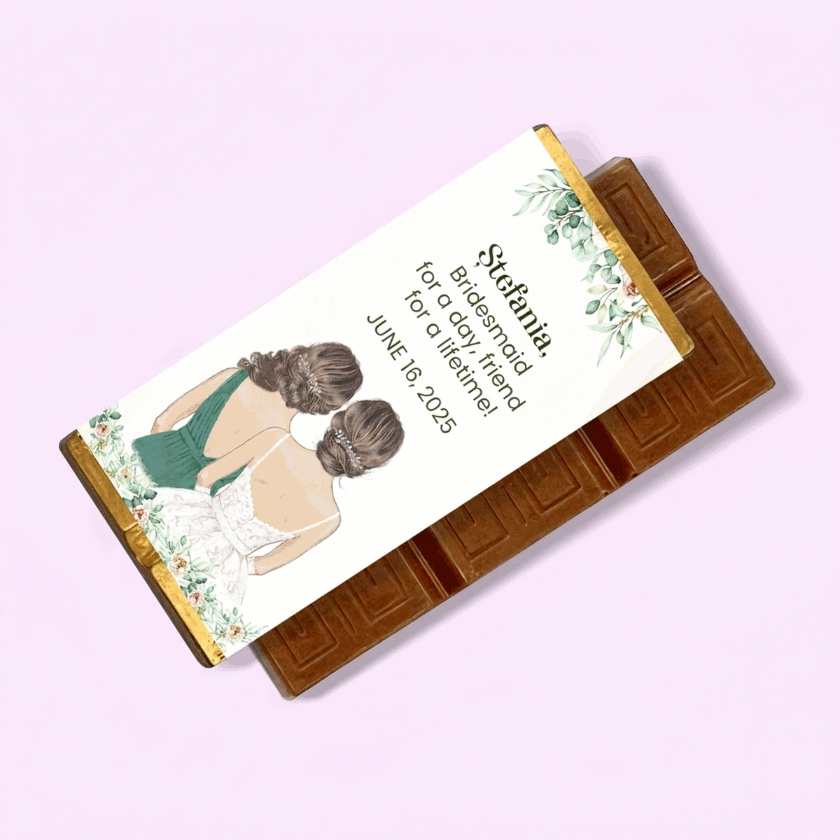 Mini tableta de chocolate personalizada con mensaje - Dama de honor
